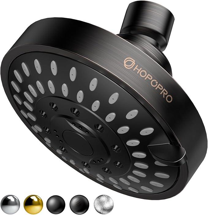 HOPOPRO 5-Mode High Pressure Shower Head - The Washington Post, NBC News, Today TV Show Recommended - High Flow Fixed Showerheads (4 Inch Oil Rubbed Bronze)