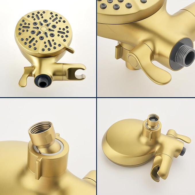 2 Handle Shower Faucet Set with Tub Spout Bathtub Shower Faucet Combo Set Shower System Complete Tub and Shower Trim Kit Brushed Gold Wall Mounted Shower Fixtures