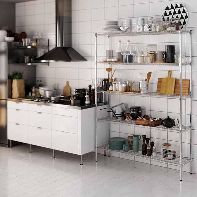 14" Deep x 54" Wide x 74" Height Wire Shelving Kit | 5-Tier | NSF Commercial Storage Rack Unit
