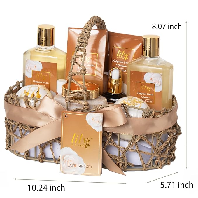 Christmas Gifts for Women - 10-Piece Honey Almond Bath and Body Gift Set for Women Spa Gift Basket Self Care Kit with Bath Bomb | Mothers Day, Birthday Gifts, All Occasion Holiday Present