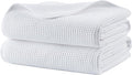 POLYTE 380 GSM Microfiber Oversize Quick Dry Lint Free Waffle Bath Towel for Body, 60 x 30 in, Set of 2