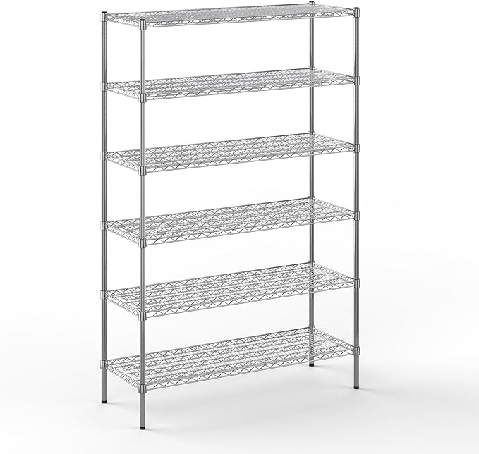 18" Deep x 48" Wide x 74" Height Wire Shelving Kit | 6-Tier | NSF Commercial Storage Rack Unit