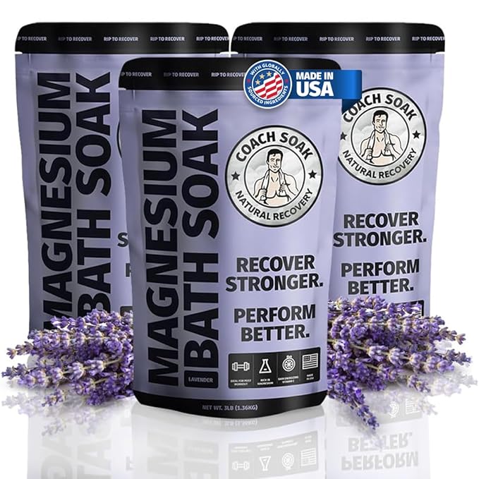 3 Pack Bundle: Coach Soak Recovery Bath Soak, Epsom Salt Bulk - Bath Salts Bulk, 3 Pack Bundle - Total of 9 Pounds (Lavender)
