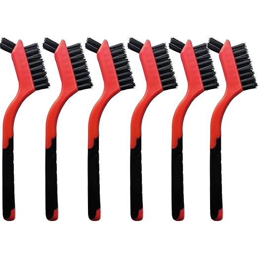 6-Pack Nylon Cleaning Brushes - Non-Scratch Nylon Bristles for Delicate Surfaces & Daily Cleaning | Ergonomic Grip with Mini Head & Hanging Hole