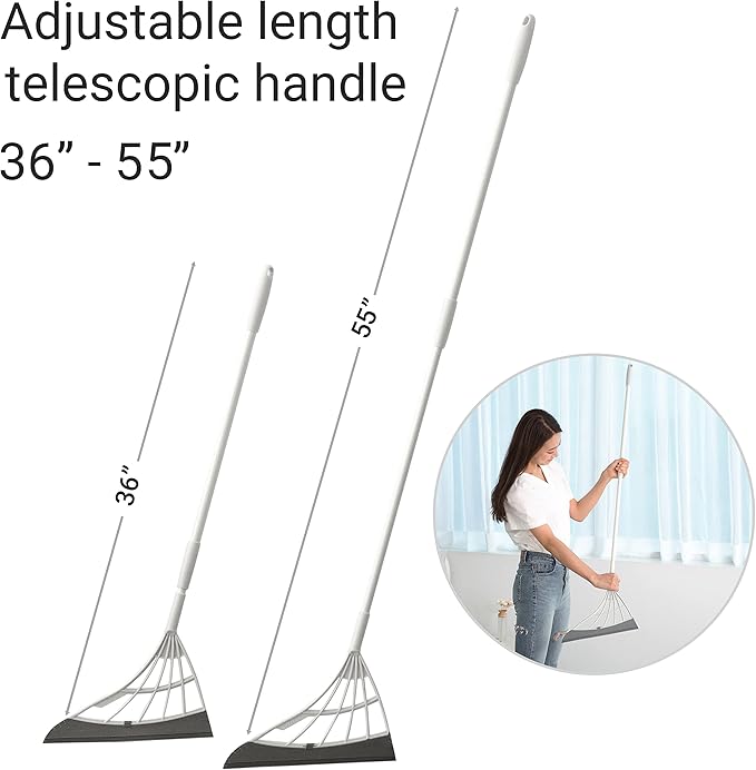 Original Broombi - All-Surface Silicone Broom, Squeegee, Pet Hair Remover - Smart Broom for Indoor Cleaning - Cleans Glass, Fine Dust, Hair, Liquids - for Smooth Floors, Rugs, Windows (Grey)