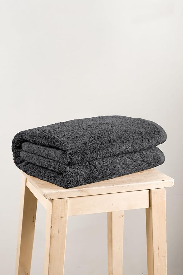 SALBAKOS 100% Turkish Cotton Jumbo Bath Sheet Towel Oversized 40x80 inch | Premium Hotel & Spa Quality, Soft, Absorbent, XL Bath Towels | Made in Turkey (Pack of 1, Gray, Jumbo Bath Sheet)