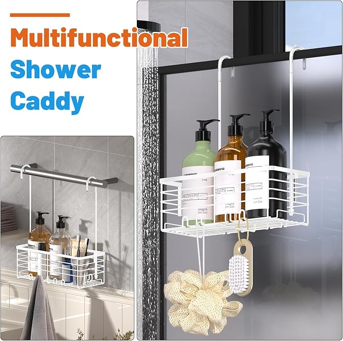 YUOROS Hanging Shower Caddy, Shower Caddies Bathroom Shower Rack Organizer Shampoo Bracket (White)