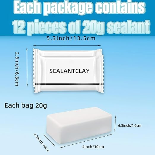 Plumbers Putty for Sink Drain, 2025 Upgrade Sealant Clay, Waterproof Wall Putty Hole Repair, Quick Putty for Wall Holes, Versatile Duct Seal Putty (12)