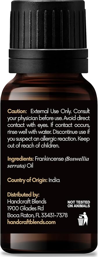 Handcraft Blends Frankincense Essential Oil – 0.33 Fl Oz – 100% Pure and Natural – Premium Grade Essential Oil for Diffuser and Aromatherapy, Skin, Massage, Candle and Soap Making Fragrance