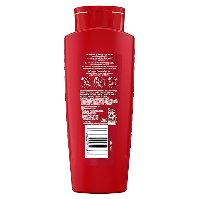 Old Spice Cleansing Body Wash for Men, 3X Defense, 24/7 Shower Fresh with Lasting Scent, 2-in-1 Body & Face Wash, Krakengard with Deep Ocean Scent, 24 oz (Pack of 4)