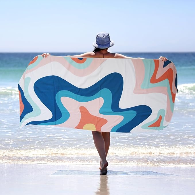 PY SUPER MODE 2 Pack Beach Towel - 75 x 35 inches Quick Dry Microfiber Beach Towels Oversized, Lightweight Soft and Absorbent Bath Towel Suitable for Swimming Pool Camping for Adults