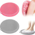 2 Pack Shower Foot Scrubber & Shower Back Scrubber Wall Mounted with Delicate Brush,Circular Design Shower Back Scrubber,Non-Slip Foot Scrubber Mat(Grey and Pink)