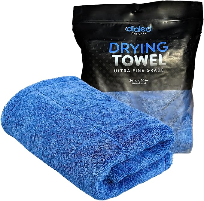 Dialed Drying Towel 1600 GSM, Premium 70/30 Blend Microfiber for Drying Cars, Trucks, SUVs. Professional Grade, Safe for Detailing + Lint Free. 24"" x 36"", Marina Blue, X-Large