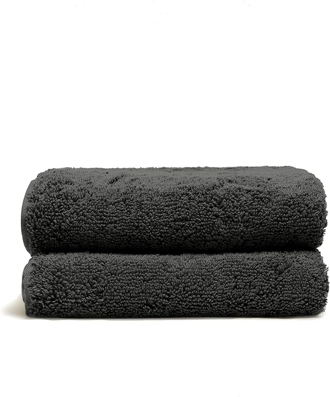 Italic Ultraplush 100% Australian Cotton Hand Towels - Set of 2 Luxury Hand Towels, Ultra Soft and Highly Absorbent 800GSM Towels for Bathroom,Shower, Hotel, and Spa (Charcoal)