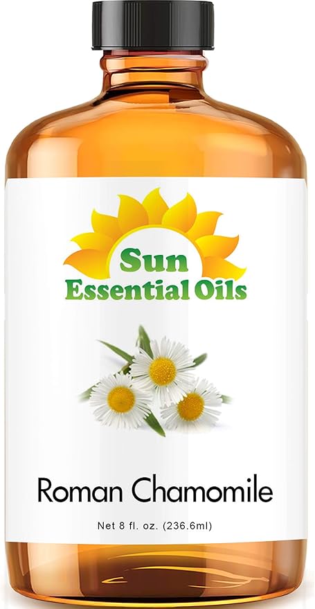 Sun Essential Oils - Roman Chamomile Essential Oil (8 oz) for Diffuser, Skin, Body, Face, Aromatherapy Massage & Humidifier, Scent for Soap, Candle, Shampoo & Lotion Making at Home