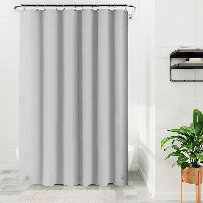 Barossa Design Extra Long Shower Curtain Liner with 3 Magnets - 72" x 84" XL, Waterproof PEVA Lightweight Shower Liner for Bathroom, PVC Free, Metal Grommets - Silver Gray, 72x84