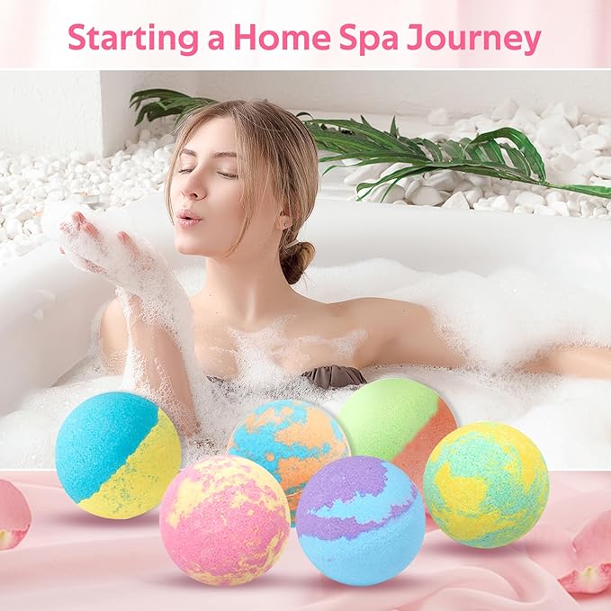 12PCS Bubble Bath Bombs Gift Set,Natural Handmade Bathbombs,Moisturizing Relaxing Shower Bombs,Organic Bath Bomb Kit Spa Gifts for Women,Men,Mom,Girls Boys and Birthday