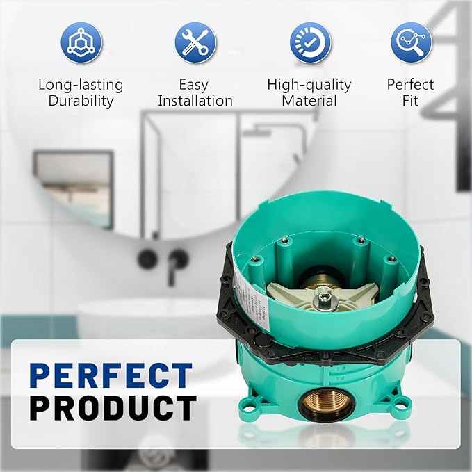 01850181 Universal 3/4" Shower Rough-In Valve Fit for All Hansgrohe Ibox Shower & Bath Tub Systems, Thermostatic & Pressure Balance Trim, Concealed Installation