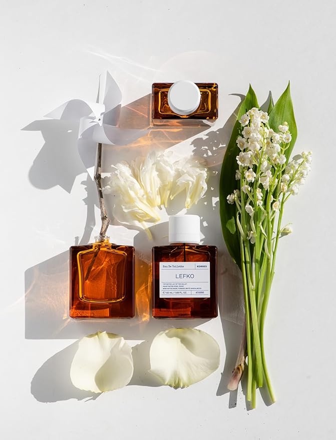KORRES Lefko Eau De Toilette 1.69 Fl Oz & Shower Gel 8.45 Fl Oz Set, Floral Musk Inspired by Aegean Homes, With Aloe & Marshmallow Root Extract, Unisex Care, Vegetarian, Cruelty Free, Made in Greece