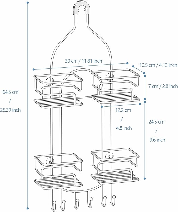 SRIWATANA Shower Caddy Organizer Hanging Over Head, Bathroom Shower Rack Hanger with Hooks for Razors - Bronze