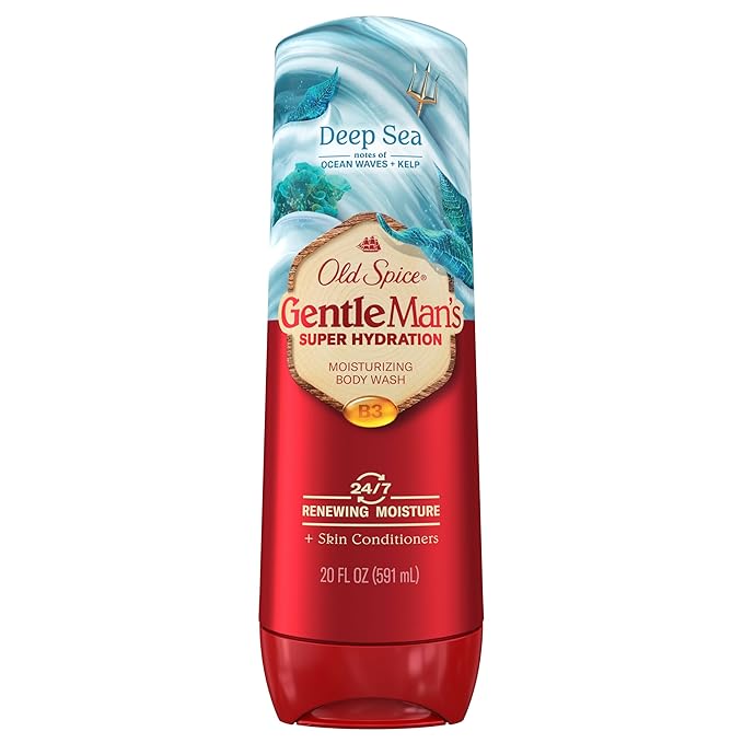 Old Spice Body Wash GentleMan’s Super Hydration for Men, 24/7 Renewing Moisture, Gentle on Skin with Skin Conditioners, Deep Sea with Ocean Waves + Kelp Scent, 20 oz