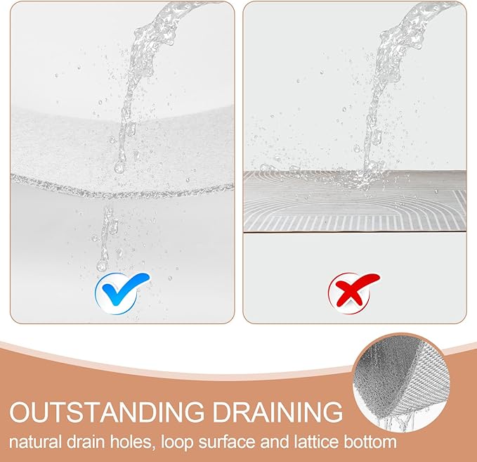Joyhalo Shower Mats for Showers Anti Slip for Elderly, 17'' x 24'' Non Slip Bath Mat for Inside Shower, Bath Tub Mats for Bathroom Non Slip for Shower, PVC Loofah Bathroom Mats, White