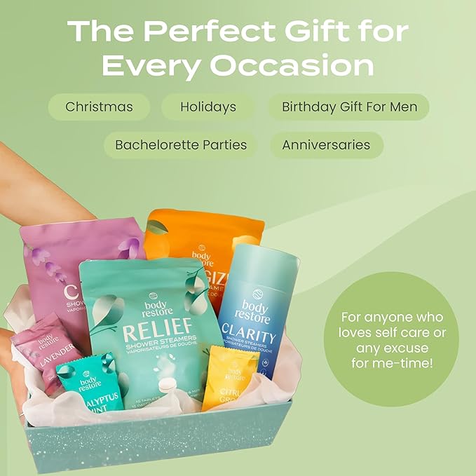Body Restore Shower Steamers Aromatherapy 15 Pack - Christmas Stocking Stuffers, Birthday Gifts for Women, White Elephant, Relaxation, Self Care for Men - Tea Tree