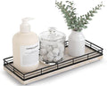 Bathroom Tray for Counter Top Organizer – Ash Wood Vanity Tray with Metal Frame for Dresser, Kitchen, Nightstand – Black & Whitewashed Decorative Storage