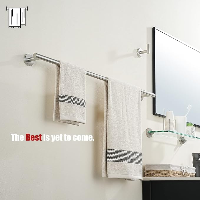 JQK Bath Towel Bar, 33 Inch 304 Stainless Steel Thicken 0.8mm Single Towel Rack for Bathroom, Towel Holder Brushed Finished Wall Mount, Useable Length 30 Inch, TB110L30-BN