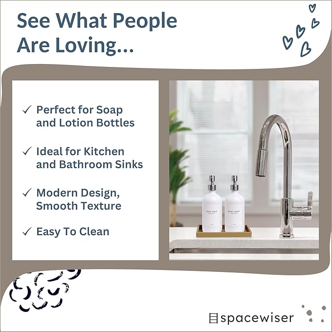 Countertop and Vanity Tray – Small 7.7" Silicone Soap Dispenser Trays, Flexible Bathroom Trays, Dish Soap Holder Kitchen Counter Caddy, Organizer Sink Tray for Soaps Bottles, Sponge, Keys