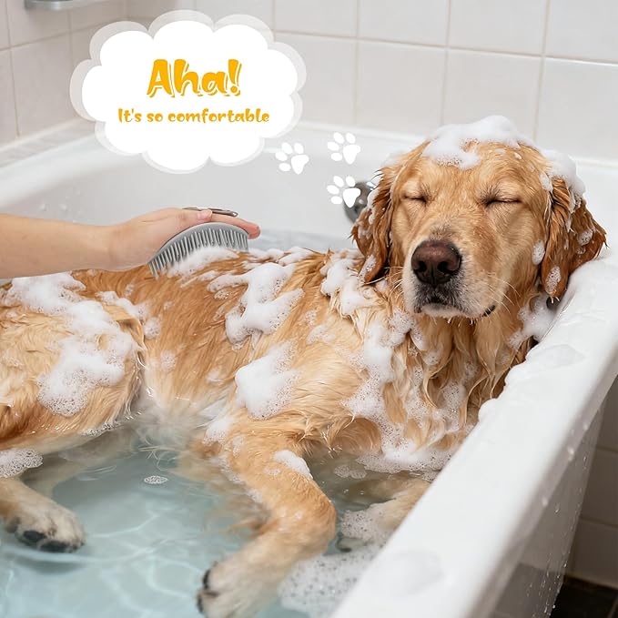 4Pcs Dog Bath Brush Set Non-Slip Shampoo Brush Anti-Slip Adjustable Massage Scrubber 360° Silicone Bristles Finger Toothbrushes for Pet Shower Grooming Brush