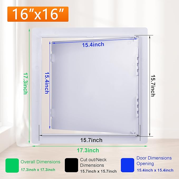 Suteck Plastic Access Panel for Drywall Ceiling 16 x 16 Inch Reinforced Plumbing Wall Access Doors Removable Hinged White