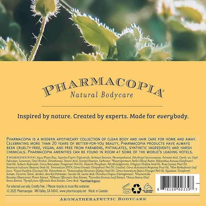 Pharmacopia Citrus Body Lotion - Hydrating Natural Moisturizer with Aromatherapy Benefits - Cruelty-Free Vegan Skin Care - Shea Butter, Aloe Vera, and Jojoba Oil - Lotion for Dry Skin, 16 oz