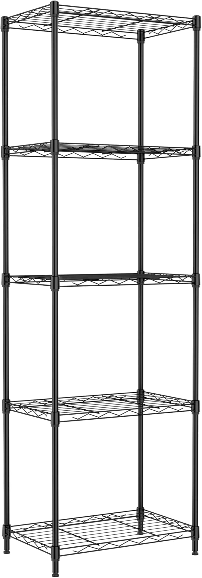 IZEUK 5 Tier Metal Wire Shelf Unit, Black Storage Rack Organizer for Kitchen, Bedroom, Living Room or Laundry Room, 17.7" W x 11.8" D x 55.0" H