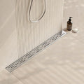 Neodrain 28 Inch Rectangular Linear Shower Drain with Brick Pattern Grate, Brushed 304 Stainless Steel Bathroom Floor Drain,Shower Floor Drain Includes Adjustable Leveling Feet, Hair Strainer