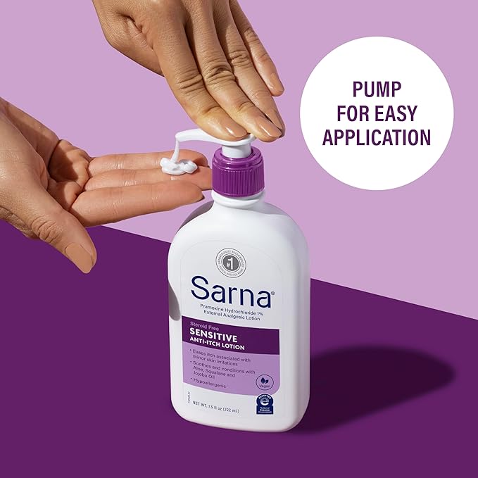 Sarna Sensitive Steroid-Free Anti-Itch Lotion for Dry Irritated Skin, Fragrance free - 7.5 Fl Oz