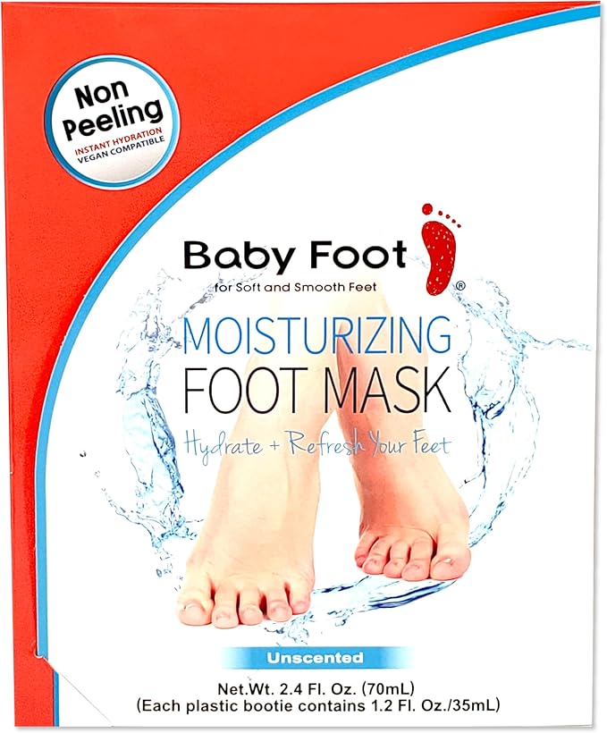 Baby Foot Unscented Non-Peel Moisturing Mask – Hydrate and Refesh in 15-Minute - No Pain Feet Treatment - For Men and Women - Smooth and rich moisturizer for Baby Soft Feet