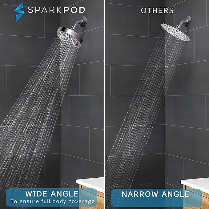 SparkPod Shower Head - High Pressure Rain - Premium Quality Luxury Design - 1-Min Install - Easy Clean Adjustable Replacement for Your Bathroom Shower Heads (Vintage Oil Rubbed Bronze, 6 Inch Round)