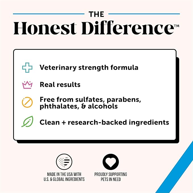 Pet Honesty Chlorhexidine Cat & Dog Seasonal Itch Relief Shampoo, for Allergies, Itching, Skin and Coat Supplement, Helps Shedding, Hot Spots, Deodorizing Dog Shampoo & Grooming Supplies,16oz