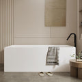 59" Freestanding Bathtub，Acrylic Deep Soak Tub, Glossy White, Easy Install with Overflow & Drain