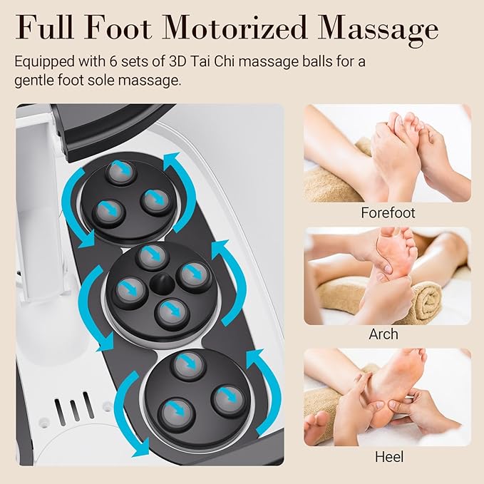 Foot Spa Bath Massager, 2025 Upgraded Foot Bath with Circulation Heat, Motorized Shiatsu Massage Balls, Pedicure Soaking Tub with Waves, Remote, Handle, Feet Stress Relief, Gifts