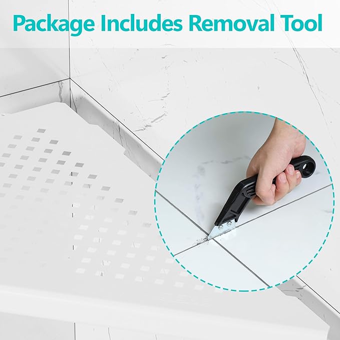 Bathroom Corner Shelf, Recessed 12" Shower Shelf Caddy, SUS304 Stainless Steel Shelf Wall Mount Triangular, No Drilling, Matte White
