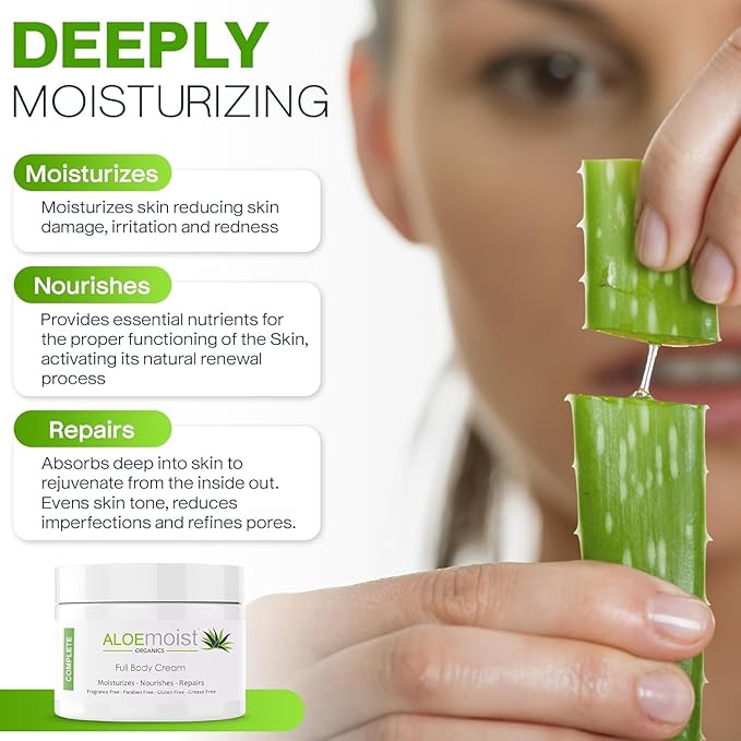 Organic Aloe Vera Lotion - Face & Body Moisturizing Cream with Natural Aloe Vera, Vitamin E Oil, Vitamin C, Retinol Cream, Shea Butter – Anti Aging Face Moisturizer for Women, Dry Skin (2 oz)