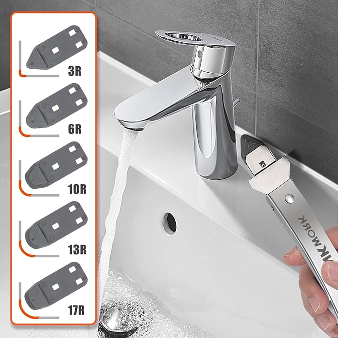 THINKWORK Caulking Tool Kit, 4 in 1 Caulk Remover Tool, Stainless Steel Caulk Tool for Kitchen Bathroom Window Sink Tile Joint, Silver