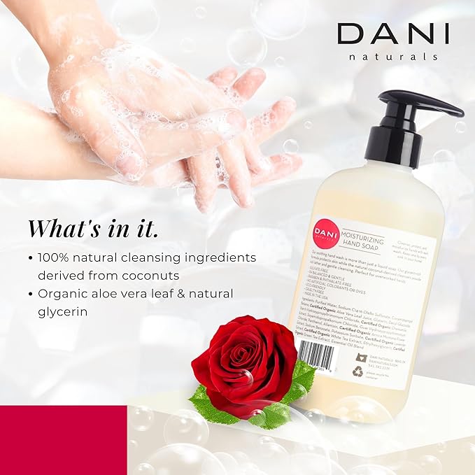 DANI Naturals Moisturizing Hand Soap – Citrus Rose Scent, Hydrating, Sulfate-Free & Paraben-Free, 12 Oz Bottle with Pump, Gentle Cleansing for Dry Skin