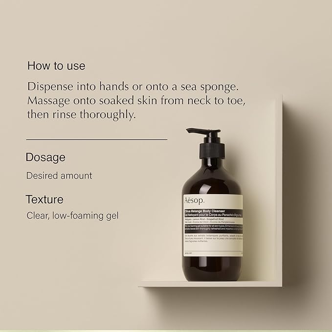 Aesop Citrus Melange Body Cleanser | Gentle Low-Foaming Gel Cleanser For Skin | Citrus Aroma with Botanical Extracts | 16.9 oz / 500 mL