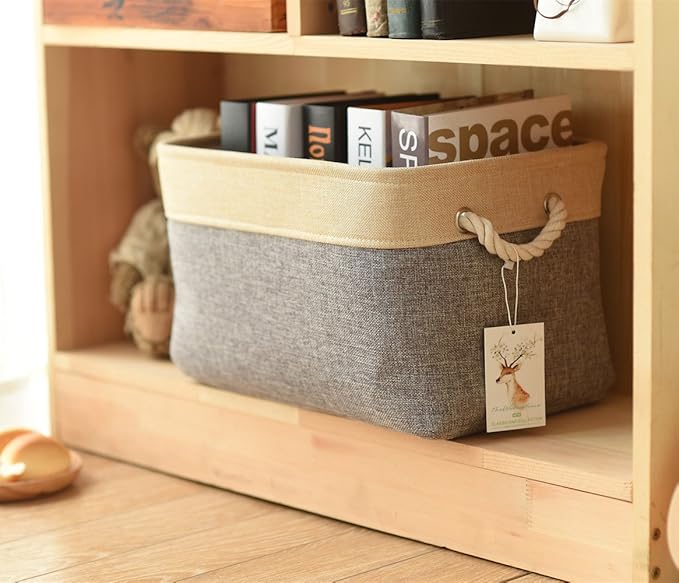 TheWarmHome Fabric Storage Bins Baskets for Organizing, Large Sturdy Storage Basket W/Handles, Decorative Foldable Storage Baskets for Shelves Closet Nursery Toy (Large - 3 Pack 15.7L×11.8W×8.3H)