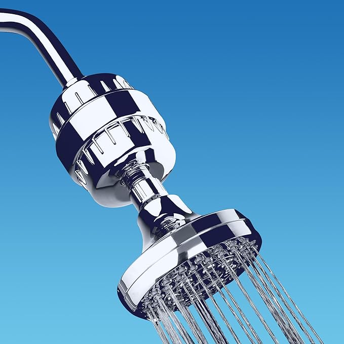 AquaBliss High Output Universal Shower Filter with Replaceable Multi-Stage Filter Cartridge – Transform Itching, Eczema & Acne into Glowing Hair, Nails & Skin Fast - Chrome (SF220)