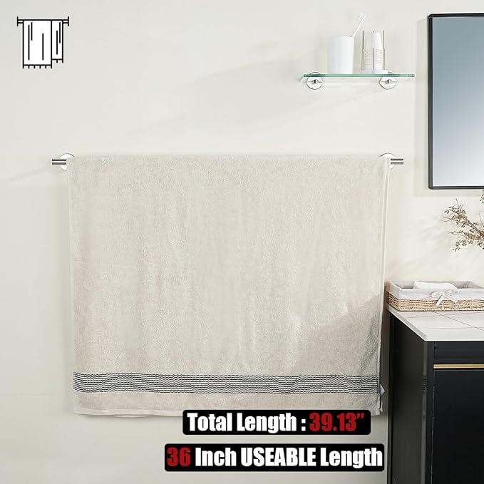 JQK Bath Towel Bar, 39 Inch 304 Stainless Steel Thicken 1mm Single Towel Rack for Bathroom, Towel Holder Brushed Finished Wall Mount, Useable Length 36 Inch, TB110L36-BN