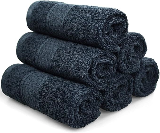 Cleanbear Extra Soft Wash Cloths Washcloths Set 6-Pack 13 x 13 Inches, Highly Absorbent Facecloths (Dark Gray)